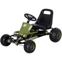 Aosom Go-kart, kinderauto, pedaalauto met handrem, groen