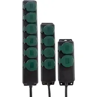 REV 0512469555 Stekkerdoos 6-voudig Zwart, Groen Randaarde stekker 1 stuk(s)