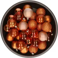Cosy & Trendy Cosy at Home kerstballen plastic - 48x st - kaneel bruin - 6 cm -in tas - Kerstbal