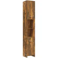 vidaXL Badkamerkast 30x30x183,5 cm bewerkt hout gerookt eikenkleurig