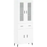 vidaXL Hoge kast, wit, 69,5 x 34 x 180 cm, houtvezel