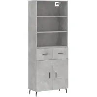 vidaXL Hoge kast 69,5x34x180 cm bewerkt hout betongrijs
