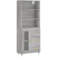 vidaXL Hoge kast 69,5x34x180 cm bewerkt hout grijs sonoma eikenkleurig