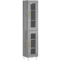 vidaXL Hoge kast 34,5x34x180 cm bewerkt hout grijs sonoma eikenkleurig