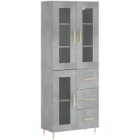 vidaXL Hoge kast, betonkleur, 69,5 x 34 x 180 cm, houtvezelplaat