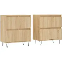 vidaXL Dressoirs 2 st bewerkt hout sonoma eikenkleurig