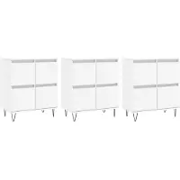 vidaXL Dressoirs, 3 stuks, wit, van houtvezel