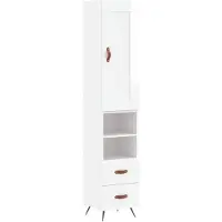 vidaXL Hoge kast 34,5x34x180 cm bewerkt hout hoogglans wit