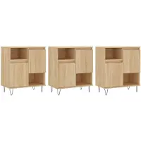 vidaXL Dressoirs 3 st bewerkt hout sonoma eiken