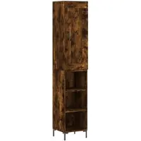 vidaXL Hoge kast 34,5x34x180 cm bewerkt hout gerookt eikenkleurig