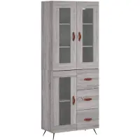 vidaXL Hoge kast 69,5x34x180 cm bewerkt hout grijs sonoma eikenkleurig