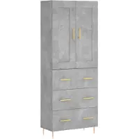 vidaXL Hoge kast 69,5x34x180 cm bewerkt hout betongrijs