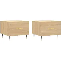 vidaXL Salontafels 2 st 50x50x40 cm bewerkt hout sonoma eikenkleurig