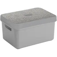 Sunware Opbergbox/mand - lichtgrijs - 13 liter - met deksel - Opbergbox