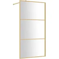 vidaXL Inloopdouchewand transparant 100x195 cm ESG-glas goudkleurig