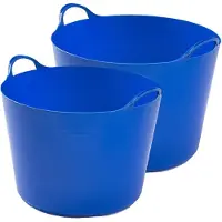 Whitefurze Flexibele emmers - 2x stuks - 26 liter en 39 liter - blauw - Wasmanden