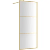 vidaXL Inloopdouchewand transparant 80x195 cm ESG-glas goudkleurig