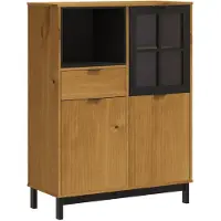 vidaXL Hoge kast met glazen deur FLAM 92x40x122,5 cm grenenhout