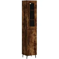 vidaXL Hoge kast 34,5x34x180 cm bewerkt hout gerookt eikenkleurig