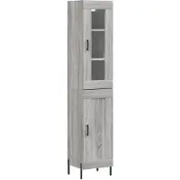 vidaXL Hoge kast 34,5x34x180 cm bewerkt hout grijs sonoma eikenkleurig