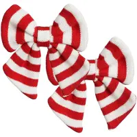 House of Seasons kerstdecoratie strikken- 2x - rood/wit - 14 cm - Kersthangers