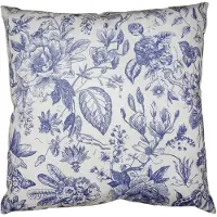 Clayre & Eef Kussenhoes 45x45 cm Wit Blauw Polyester Bloemen Sierkussenhoes Wit Sierkussenhoes