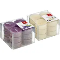 Trend Candles Pakket Geurkaarsen theelichtjes 24 stuks - lavendel/vanille - 4 branduren - geurkaarsen