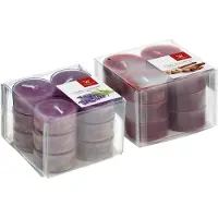 Trend Candles Pakket Geurkaarsen theelichtjes 24 stuks - lavendel/kaneel - 4 branduren - geurkaarsen