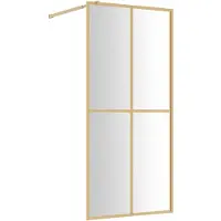 vidaXL Inloopdouchewand transparant 80x195 cm ESG-glas goudkleurig