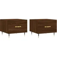 vidaXL Salontafels 2 st 50x50x40 cm bewerkt hout bruin eikenkleur