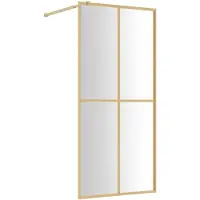 vidaXL Inloopdouchewand transparant 100x195 cm ESG-glas goudkleurig