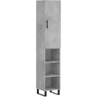vidaXL Hoge kast 34,5x34x180 cm bewerkt hout betongrijs