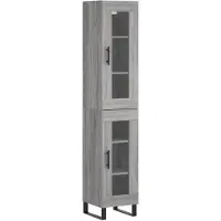 vidaXL Hoge kast 34,5x34x180 cm bewerkt hout grijs sonoma eikenkleurig