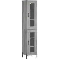vidaXL Hoge kast 34,5x34x180 cm bewerkt hout grijs sonoma eikenkleurig