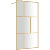 vidaXL Inloopdouchewand transparant 115x195 cm ESG-glas goudkleurig