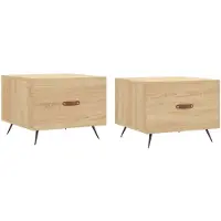 vidaXL Salontafels 2 st 50x50x40 cm bewerkt hout sonoma eikenkleurig