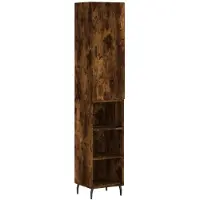 vidaXL Hoge kast 34,5x34x180 cm bewerkt hout gerookt eikenkleurig