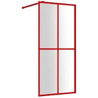 vidaXL Inloopdouchewand transparant 100x195 cm ESG-glas rood