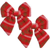 House of Seasons kerstdecoratie strik - 2x - rood - 20 cm - polyester - Kersthangers