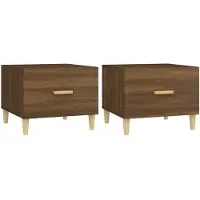 vidaXL Salontafels 2 st 50x50x40 cm bewerkt hout bruin eikenkleur