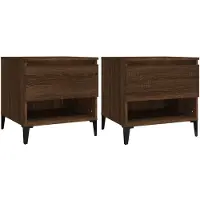 vidaXL Bijzettafels 2 st 50x46x50 cm bewerkt hout bruin eikenkleur