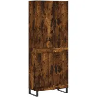 vidaXL Hoge kast 69,5x34x180 cm bewerkt hout gerookt eikenkleurig