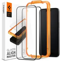 Spigen AlignMaster Full Screenprotector 2 Pack voor de Apple iPhone 15 Plus - Zwart