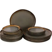 Palmer Bordenset David Mucky Stoneware 18-delig Bruin Groen