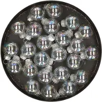 Othmar decorations mini kerstballen van glas - 24x - parelmoer - 2,5cm - Kerstbal
