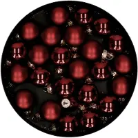 Othmar decorations kerstballen van glas - 24x - donkerrood - 2,5 cm - Kerstbal