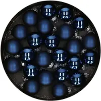 Othmar decorations kerstballen van glas - 24x - donkerblauw - 2,5 cm - Kerstbal