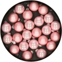 Othmar decorations kerstballen van glas - 24x - lichtroze - 2,5 cm - Kerstbal