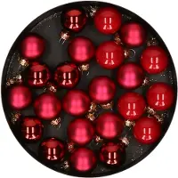 Othmar decorations mini kerstballen van glas - 24x - rood - 2,5 cm - Kerstbal