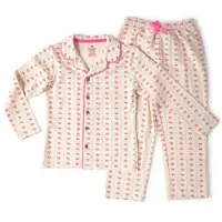 Little label pyjama met all over print roze/beige Meisjes Stretchkatoen Reverskraag - maat 122